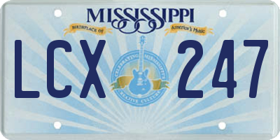 MS license plate LCX247