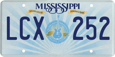 MS license plate LCX252