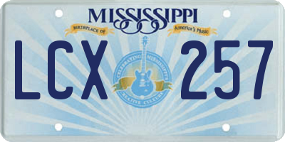 MS license plate LCX257