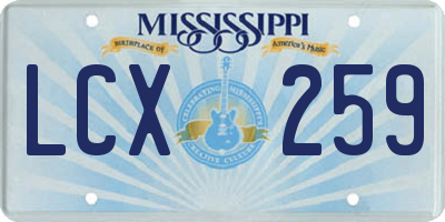 MS license plate LCX259