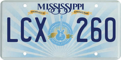 MS license plate LCX260