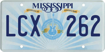 MS license plate LCX262