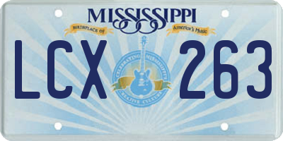MS license plate LCX263