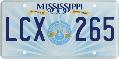 MS license plate LCX265