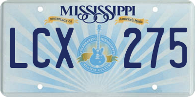 MS license plate LCX275