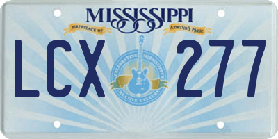 MS license plate LCX277