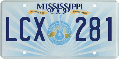 MS license plate LCX281