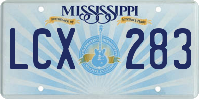 MS license plate LCX283