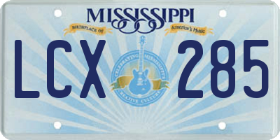 MS license plate LCX285