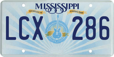 MS license plate LCX286