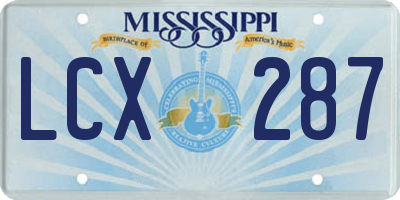 MS license plate LCX287