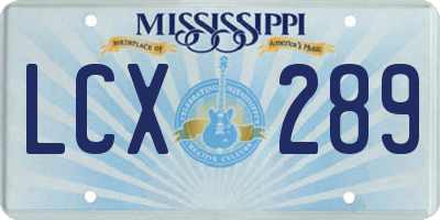 MS license plate LCX289