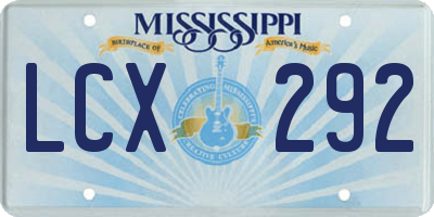 MS license plate LCX292