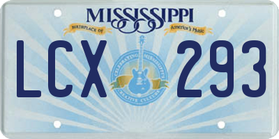 MS license plate LCX293