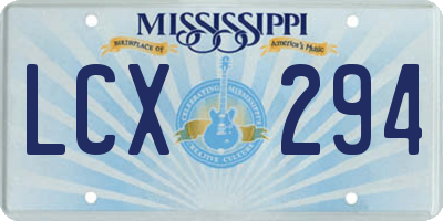 MS license plate LCX294