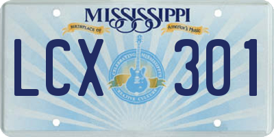 MS license plate LCX301