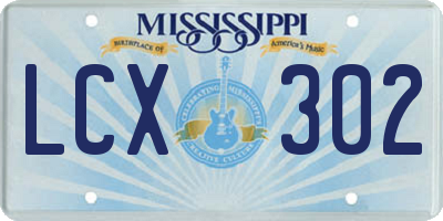 MS license plate LCX302