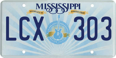 MS license plate LCX303