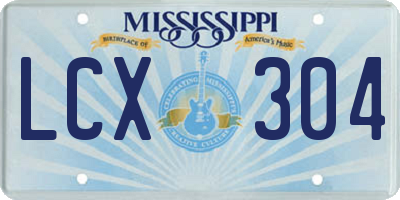MS license plate LCX304