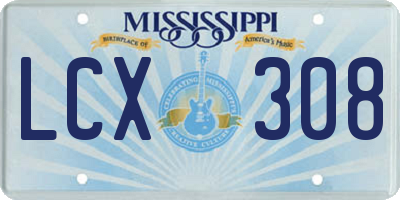 MS license plate LCX308