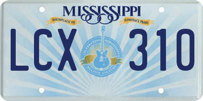 MS license plate LCX310
