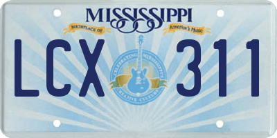 MS license plate LCX311
