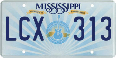 MS license plate LCX313