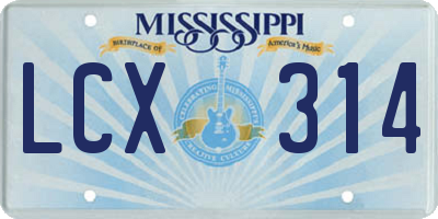 MS license plate LCX314