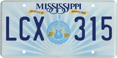 MS license plate LCX315