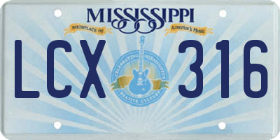 MS license plate LCX316
