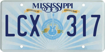 MS license plate LCX317