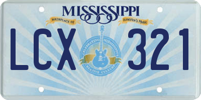MS license plate LCX321