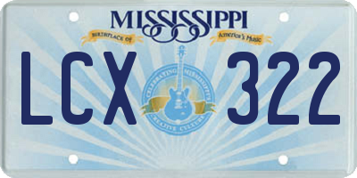 MS license plate LCX322