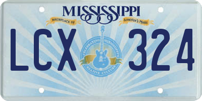 MS license plate LCX324
