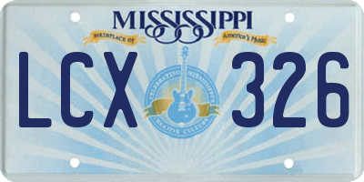 MS license plate LCX326