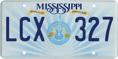 MS license plate LCX327