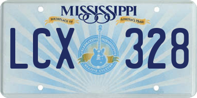 MS license plate LCX328