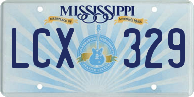 MS license plate LCX329