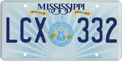 MS license plate LCX332