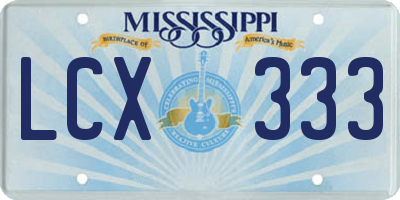 MS license plate LCX333