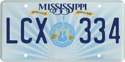 MS license plate LCX334