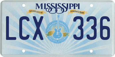 MS license plate LCX336