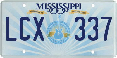 MS license plate LCX337