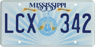 MS license plate LCX342