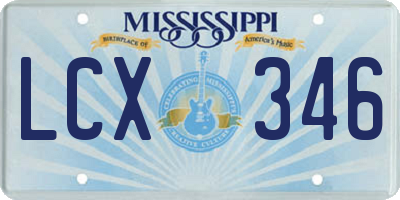 MS license plate LCX346