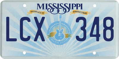 MS license plate LCX348