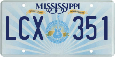 MS license plate LCX351
