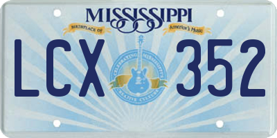 MS license plate LCX352