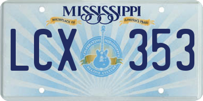 MS license plate LCX353