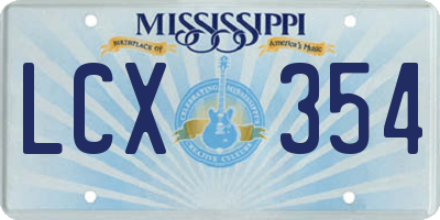 MS license plate LCX354